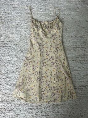 Butter Yellow Floral Spaghetti-Strap Dress